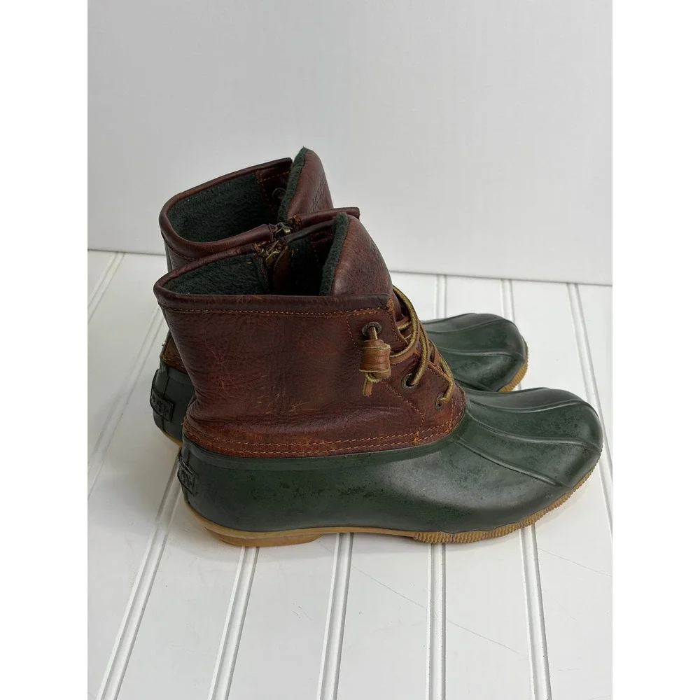 Sperry Top-Sider Duck Boots Brown Green Waterproof Cold‎ Bay Women's 6